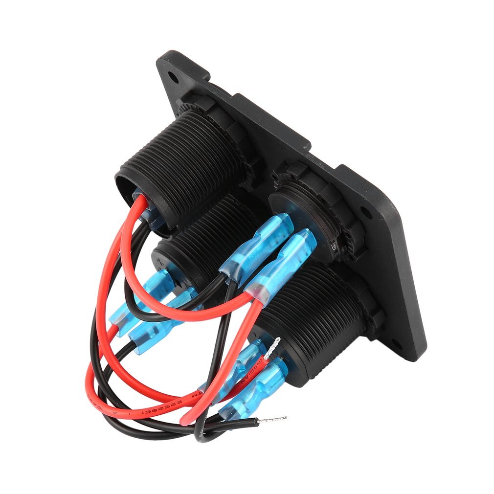 Kfz-ladegerät mit zwei usb-anschlüssen, led-voltmeter,  + 12-24v steckdosen und ein-/ausschalter , 4 in led-schalterpanels 1 auto, boot und schiff