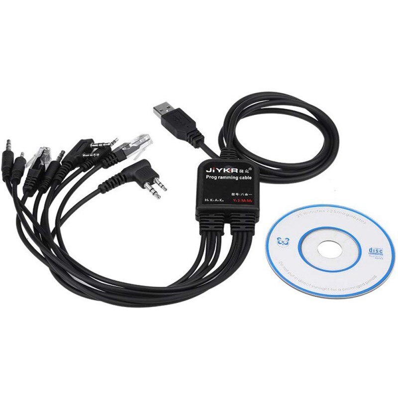 Câble de programmation USB 8 en 1 multifonctionnel Compatible pour talkie-walkie KENWOOD/QuanSheng/HYT/Motorola/YAESU/ICOM Radio