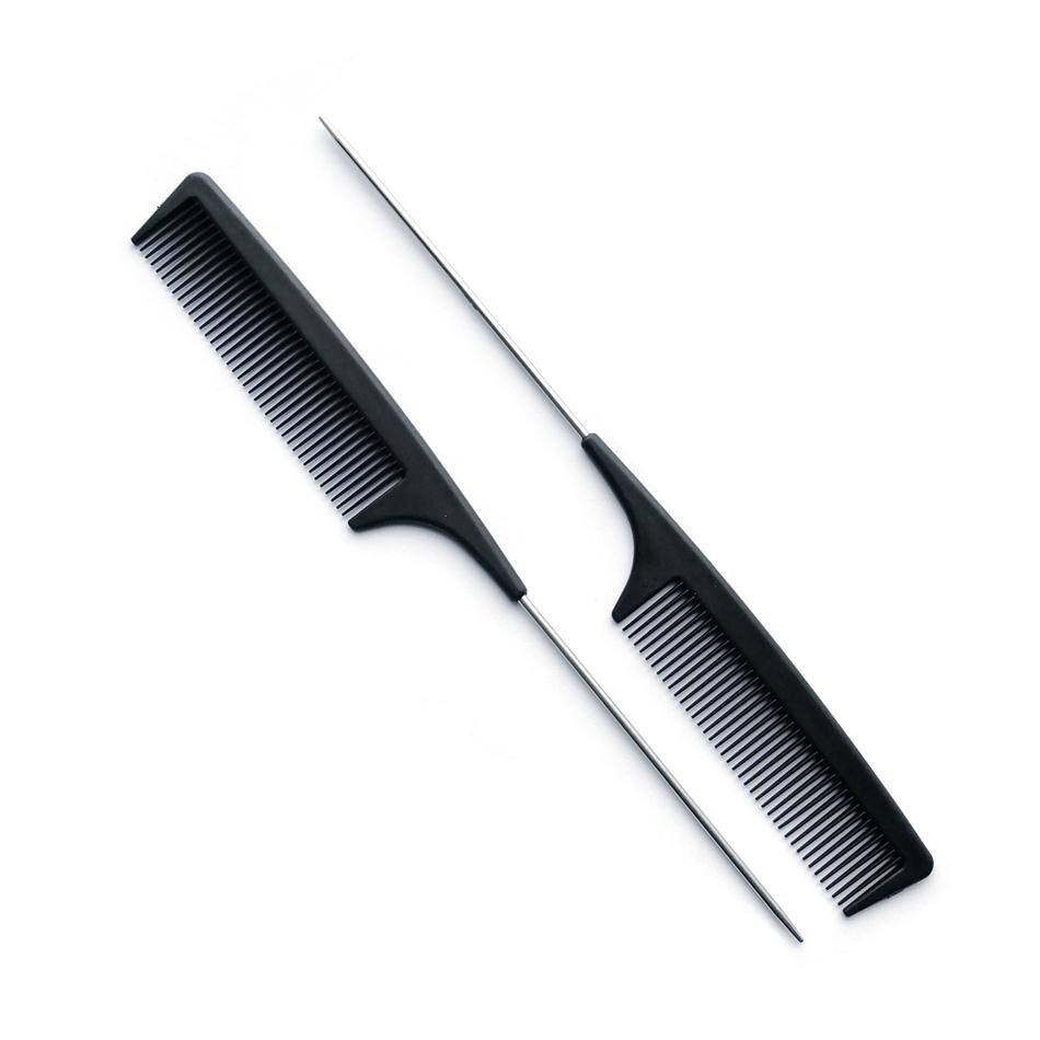 Isheeny metall stift svans kammar salong hår kam svart råtta för styling frisör utjämning kam kam för klippning