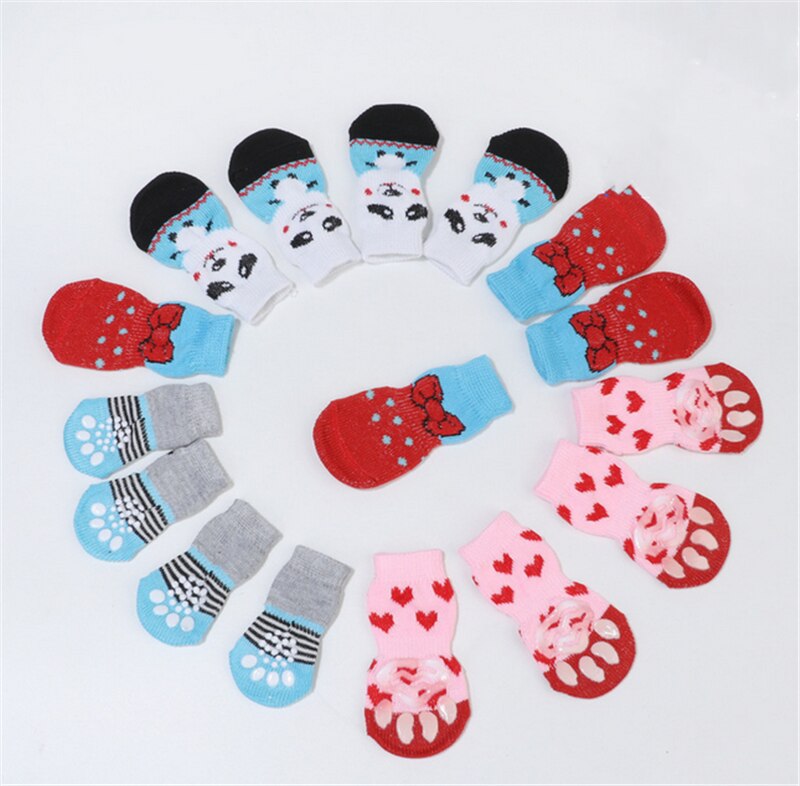 Chien de compagnie chiot chat chaussures pantoufles chaussettes antidérapantes animal de compagnie mignon intérieur pour petits chiens chats bottes de neige chaussettes