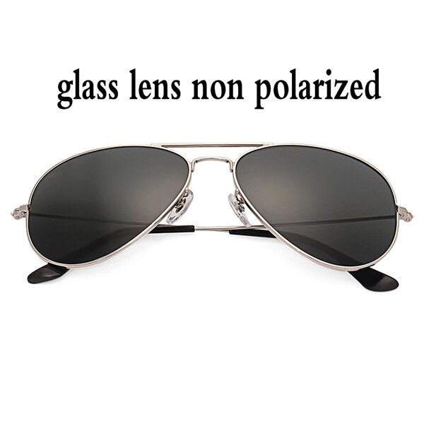Boloban 3026 gepolariseerde zonnebril heren dames 60mm pilotenbril met glazen lenzen en spiegel oculos de sol  uv400: Zwart glas