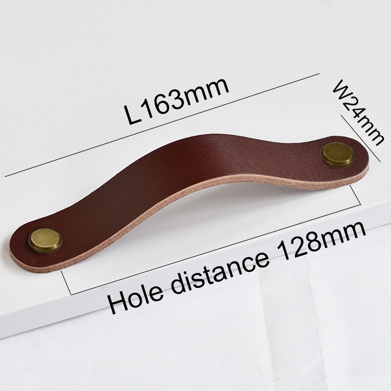 Mässingsbrunt läder handtag och skåp garderob dörr lådor handtag knopp byrå drar #39 rum knoppar tiradores: Brons -128mm