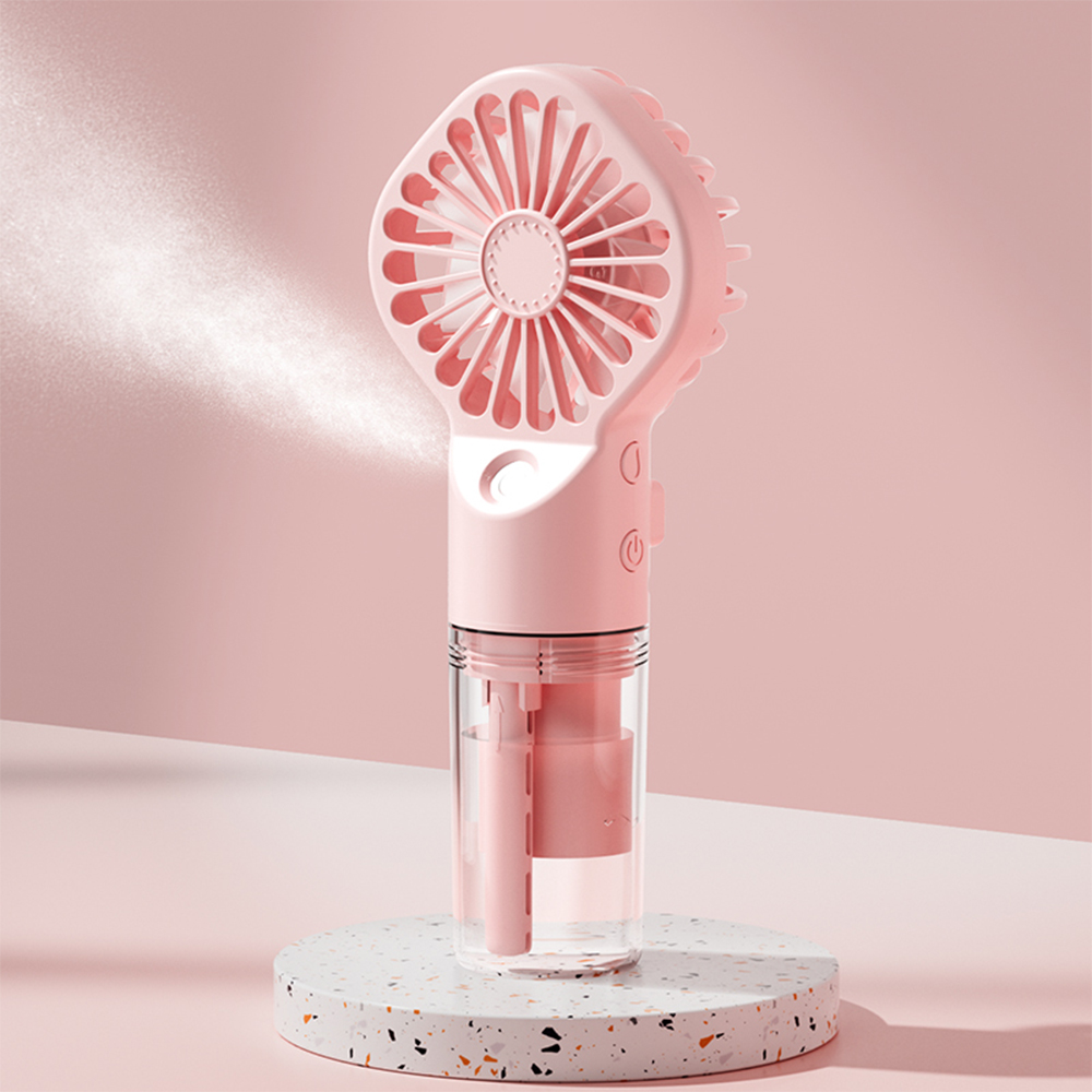 modellen Handheld Mini Fan USB Oplaadbare Draagbare Luchtbevochtiger Mist Cooler Cooling Spray Luchtbevochtiger Fan Voor Home Office Dorm: Roze