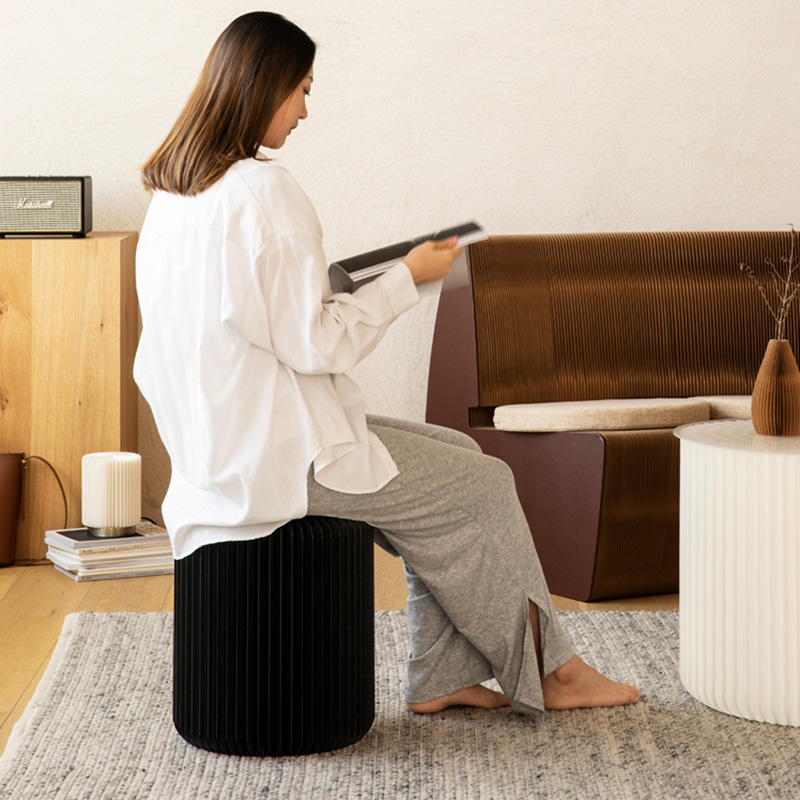 Taburete de papel plegable nórdico para el hogar, silla ultrafina para sala de estar, dormitorio, pasillo, taburete redondo portátil