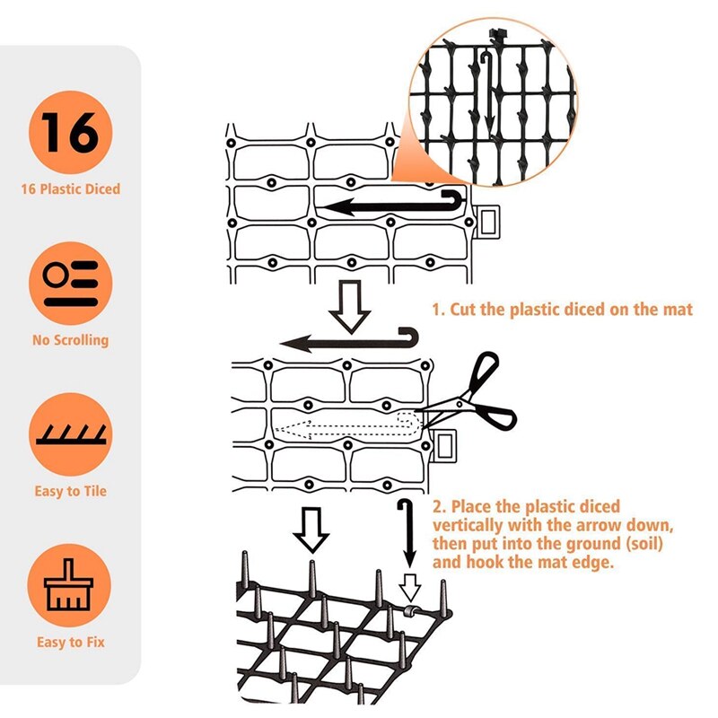 Cat Scat Mat with Spikes Cat Dog Animal Spikes Repellent Deterrent Mat Indoor Cat Outdoor Mat for Garden 2M x 0.