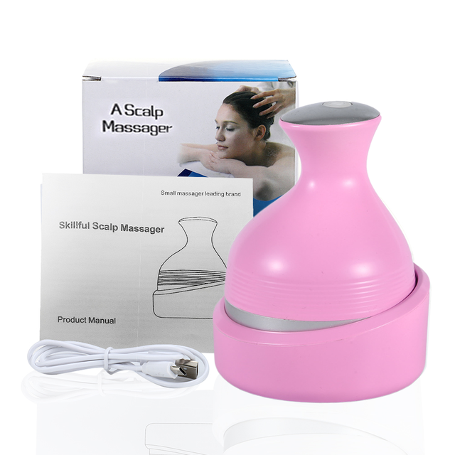 Masseur de tête électrique 3D sans fil, masseur de cuir chevelu, imperméable, Massage corporel, soins de santé, épaule, cou, pétrissage des tissus profonds: Rose