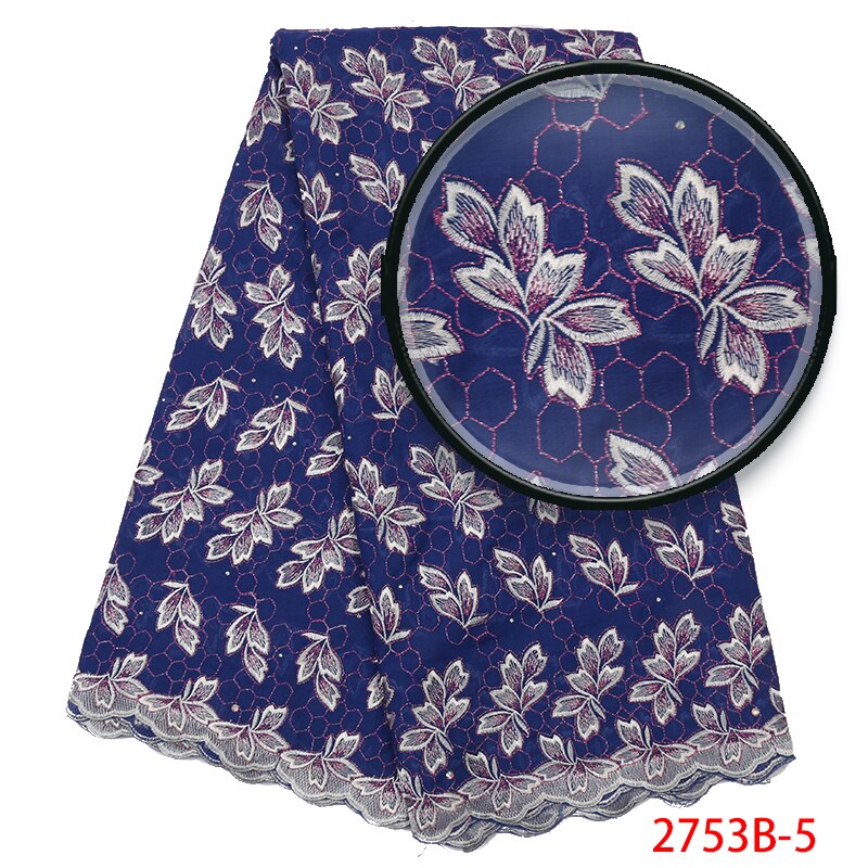 African Dry Lace Fabric Swiss Voile Lace In Switzerland Nigerian Cotton Lace Fabric with Stones KS2753B-4