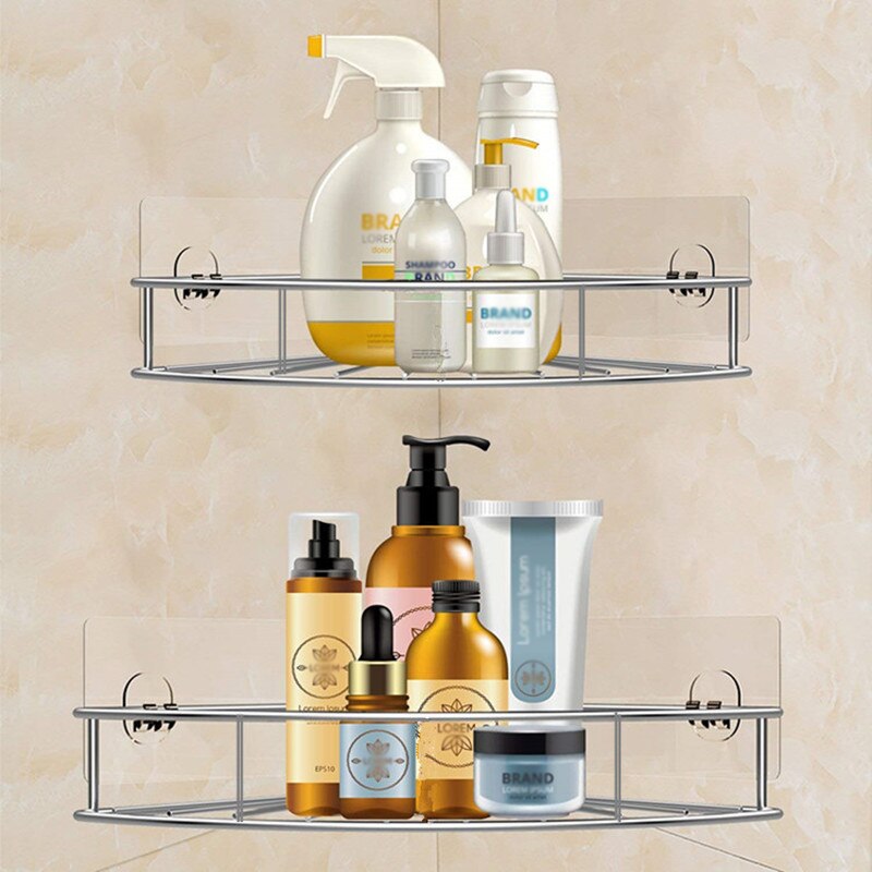 Rustfrit stål badeværelse hjørnehylde brusebad shampoo sæbe kosmetiske hylder badeværelse tilbehør opbevaring organizer rack holder