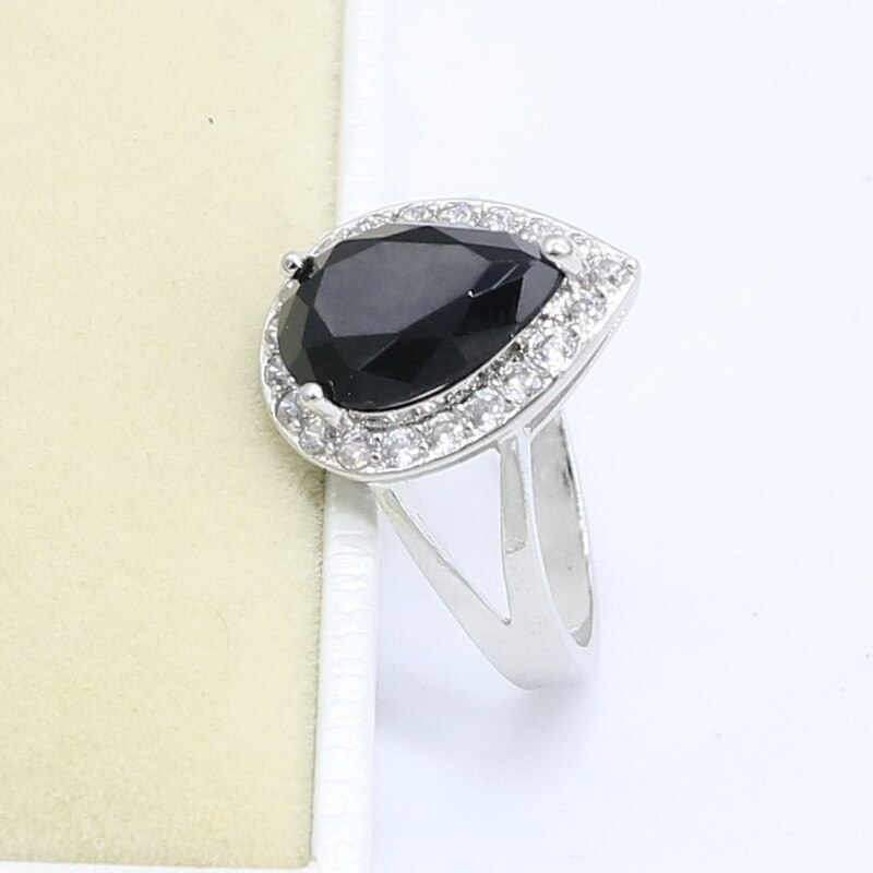 Water Black Topaz Green 925 Zilveren Ring Voor Vrouwen Bridal Sieraden Gratis