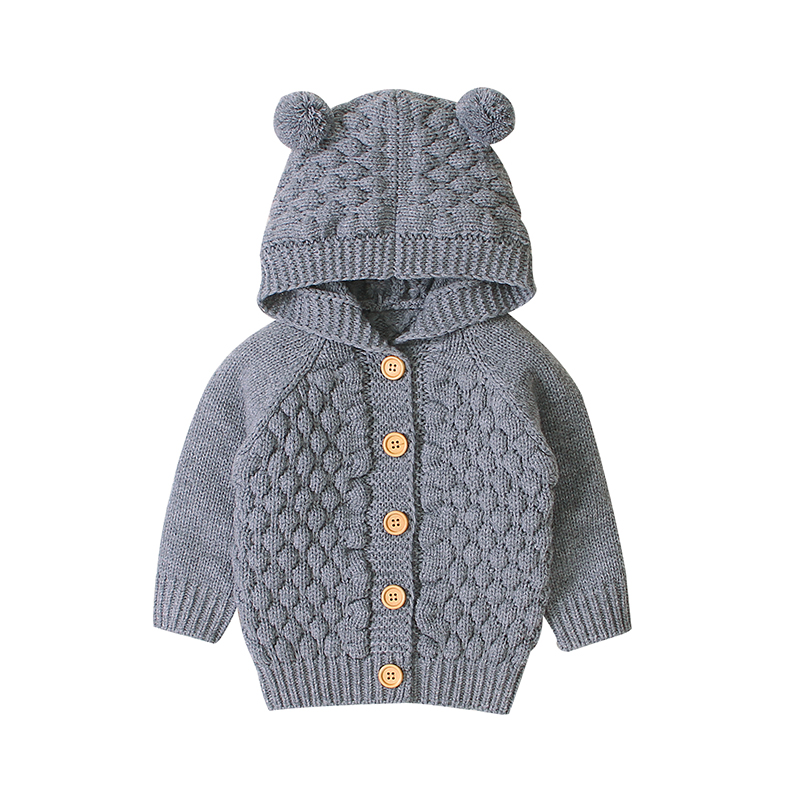 Spædbarn drenge langærmet sweater akryl piger sød solid frakke plysbold behageligt overtøj