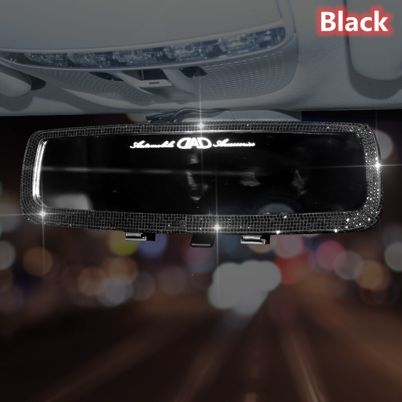 Auto Diamant Interieur Achteruitkijkspiegel Met Bling Crystal Diamonds Auto-interieur Spiegel Decoratie: Black