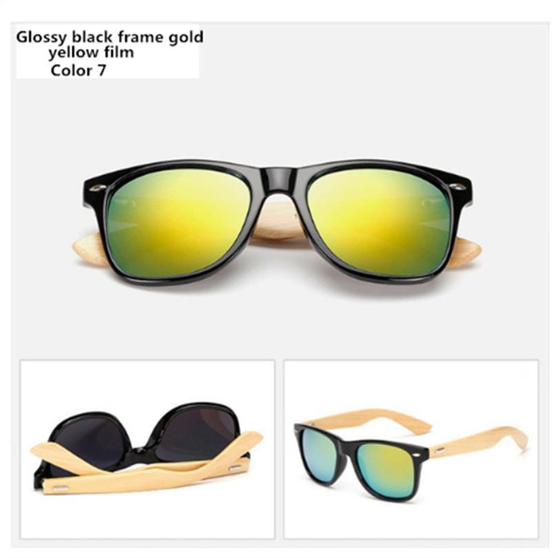 Gafas de sol de bambú para hombre y mujer, gafas de sol Vintage, patilla de madera, gafas de de , gafas de sol de , para hombre y mujer: Color 7