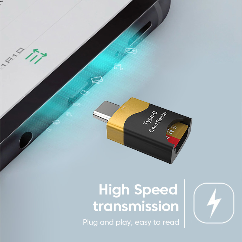 Elough Mini Lettore di schede di tipo C Mobile OTG Micro SD Slot per schede nascoste in lega di alluminio Plug Play Flash Drive per Huawei iPad MacBook