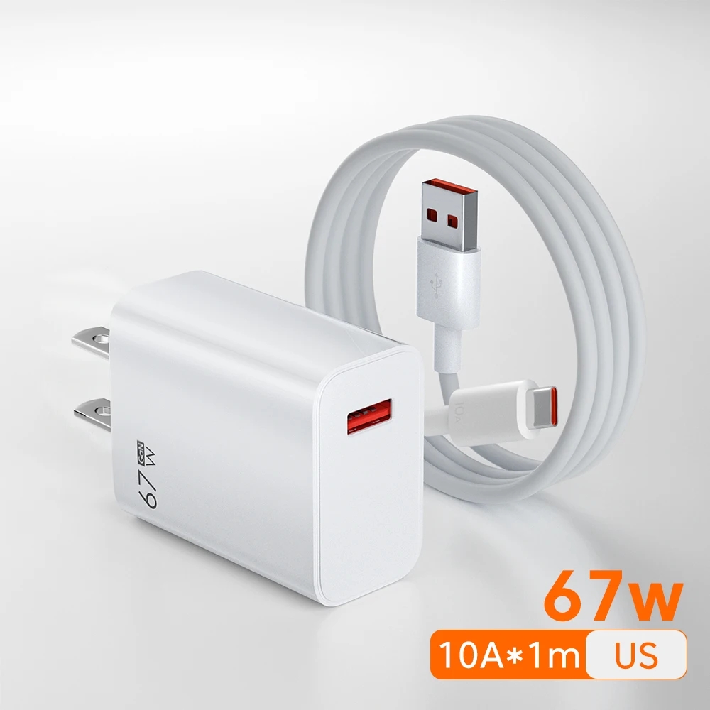 Xiaomi 67W cargador Turbo carga rápida adaptador UE/EE. UU. Cable Usb tipo C para Redmi Note Pro Mi 13 Lite K60 K60E K50 CIVI 3 2: US