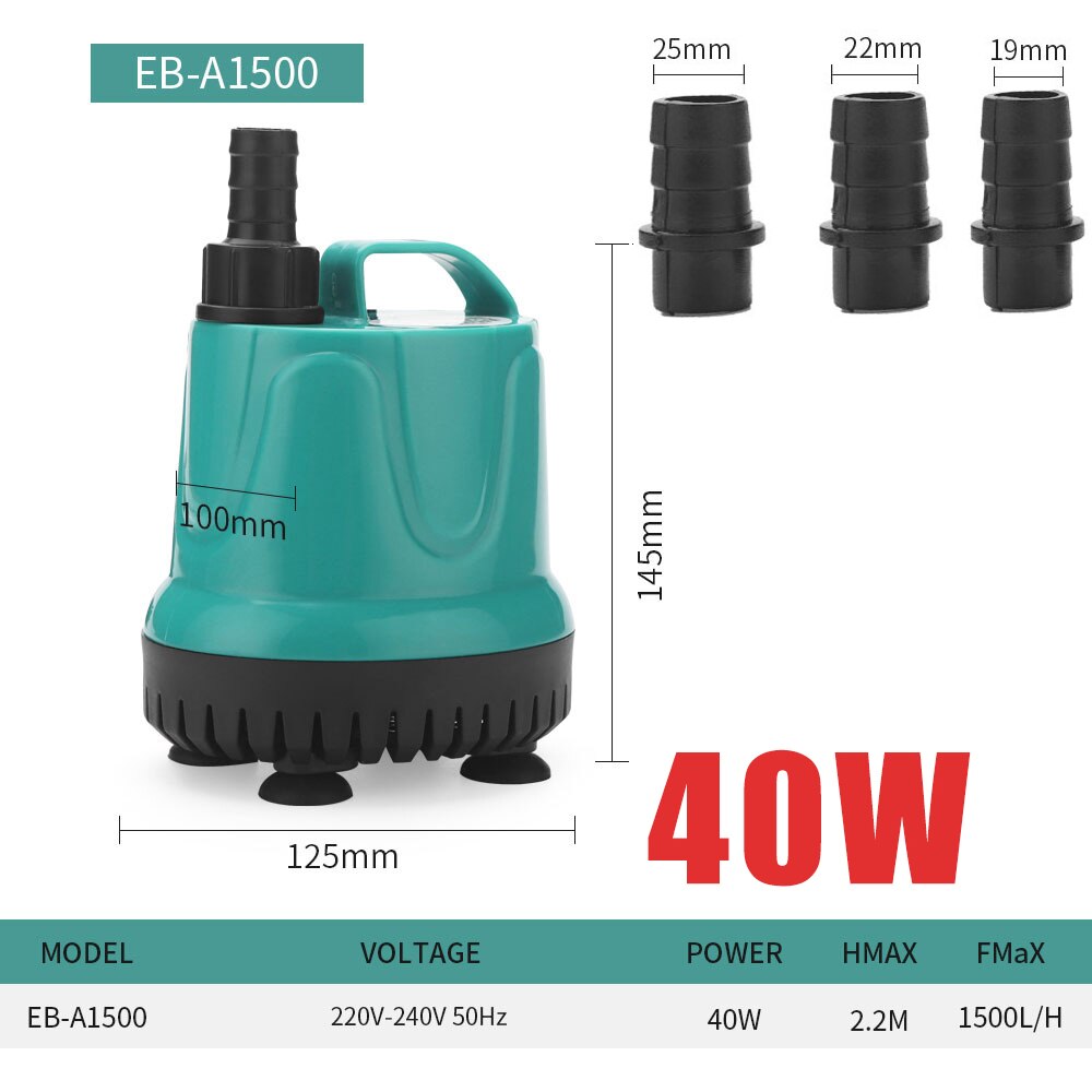 Submersible Fish Tank Pump 360° Aquarium Bottom Suction Filter 5w-60w Silent Bottom Suction Pump Aquarium Suction Pump: EB-A150040w