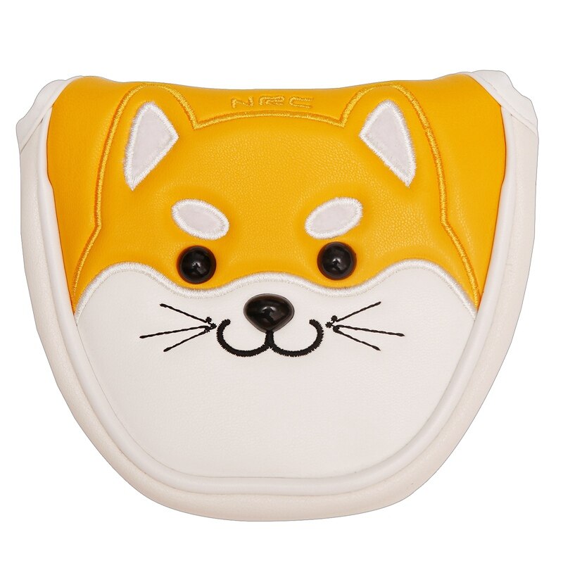 Akit Dog Golf Driver Head Cover Cartoon Animal #1 #3 #5 #7 Woods PU Leather HeadCover Mallet Putter Dustproof Covers: mallet putter cover