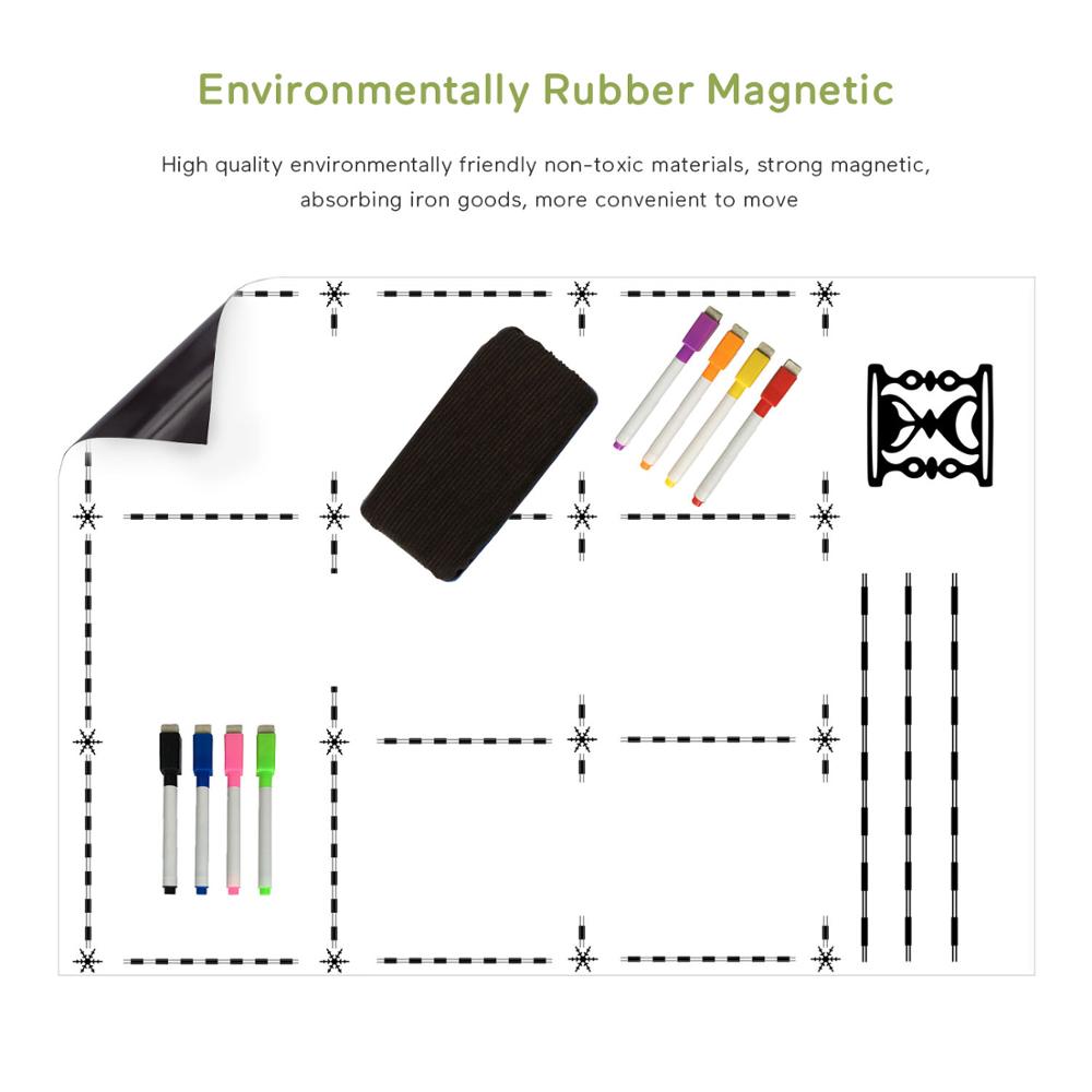 A3 Magnetic Dry Erase Fridge Calendar Multi-Purpose Weekly Whiteboard with 4 Pens for Refrigerator Fridge Kitchen Home