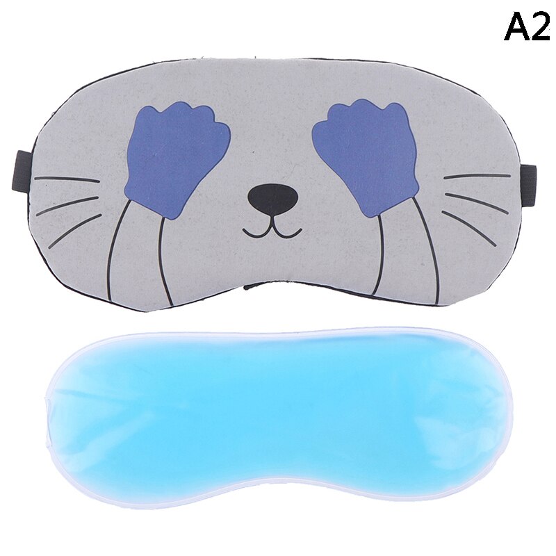 1 Set Cartoon Leuke Slapen Oogmasker Zacht Gewatteerde Slaap Reizen Shade Cover Met Ijs Kompres Gel: A2