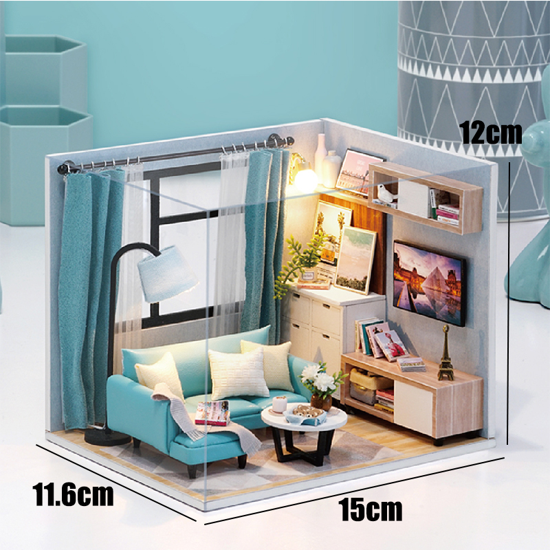 DIY 3D Bakkerij Poppenhuis Houten Miniatuur Poppenhuis Kit Meubels Modern Huis Model Speelgoed Kinderen Creatieve Meisje Verjaardagscadeautjes
