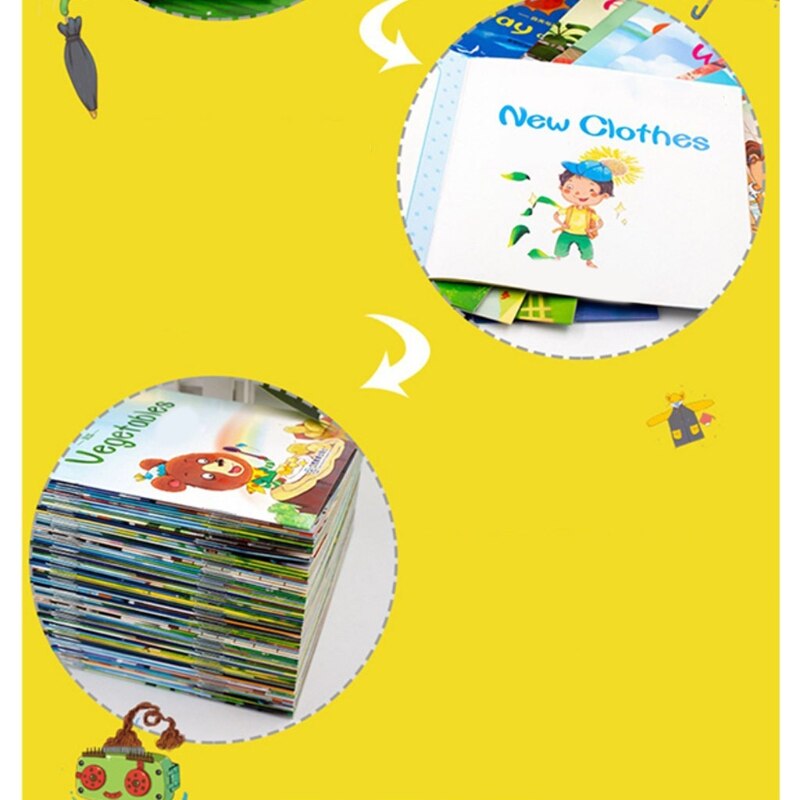 Kids Interactive Book with Cartoon Made by Fine Paper Activity Books Preschool English Learning Book for Infants A2UB