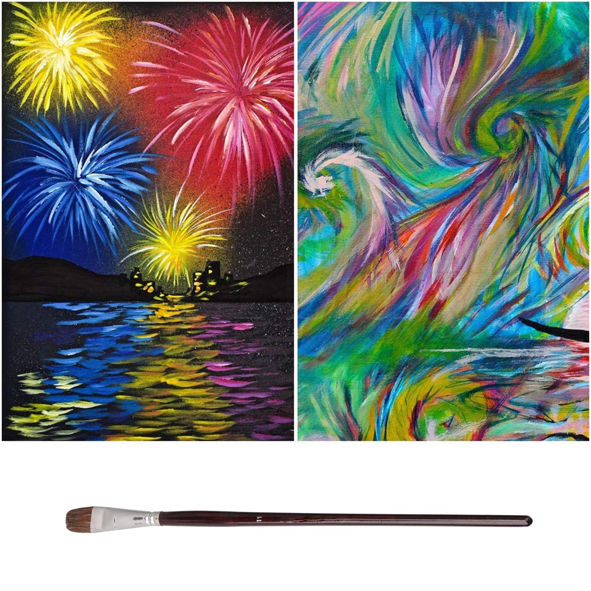 6 x Artist Paint Brushes Brushes with Long Wood Handle