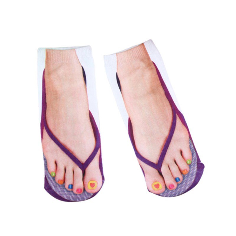 3D mujeres impresas chanclas calcetines lindos pies divertidos calcetines zapatillas Camping al aire libre senderismo calcetines cómodos