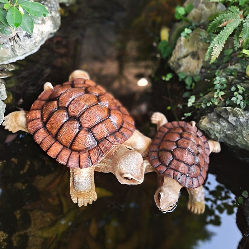 Simulation Floating Turtle Sculpture Ornaments Outdoor Courtyard Pond Micro Landscape Statue Crafts Garden Pool Decor