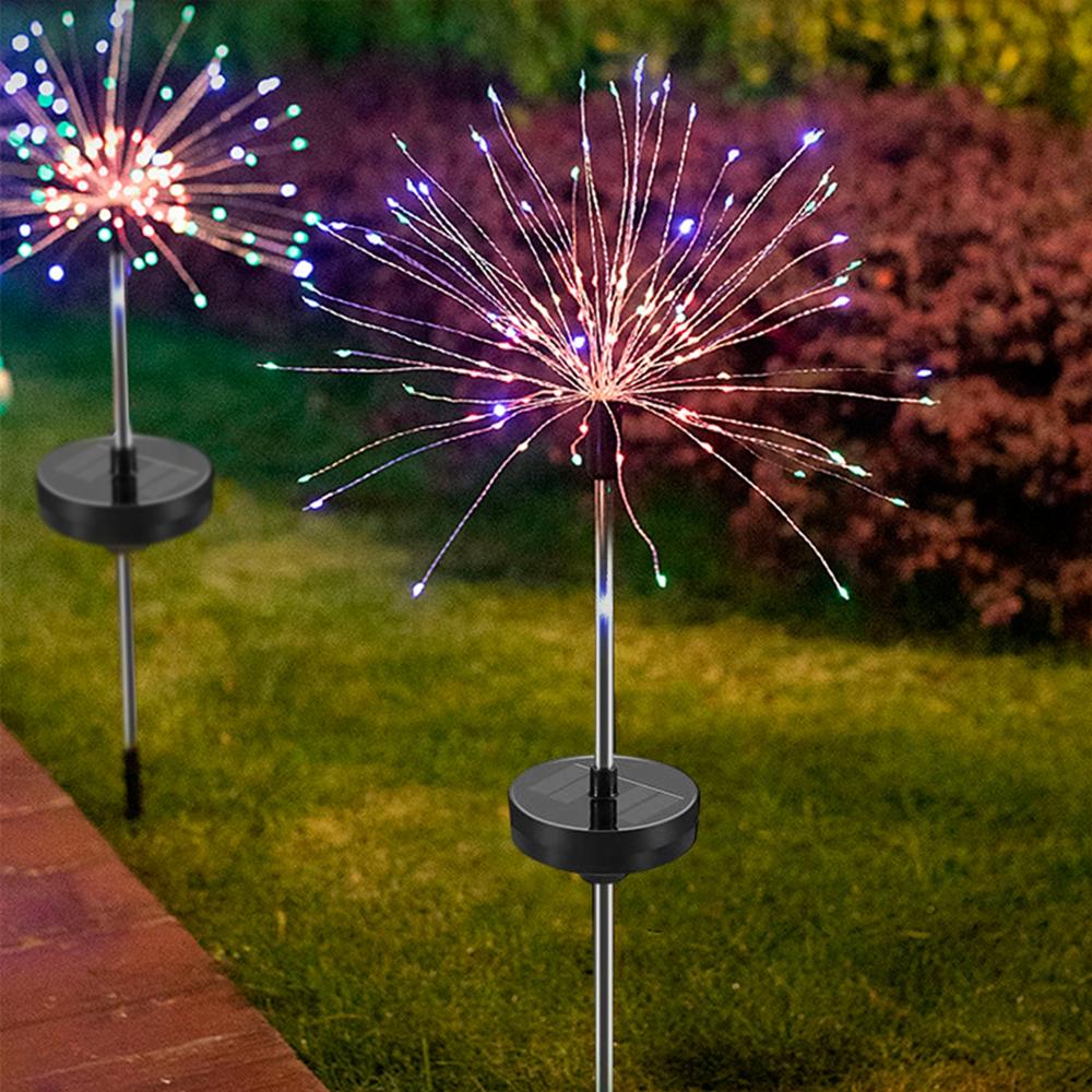 FENGRISE 150 LED Solar Garden Fireworks Light With Remote Control Christmas Outdoor Garden Path Lamp Outdoor Spot Decoration