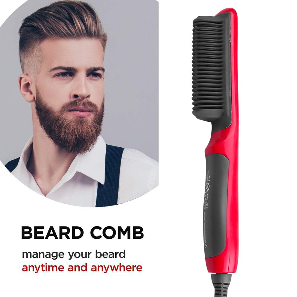 cepillo alisador de barba, peine de peluquería, peine de pelo lacio eléctrico multifuncional, enchufe europeo de EE. UU. Enchufe del Reino Unido