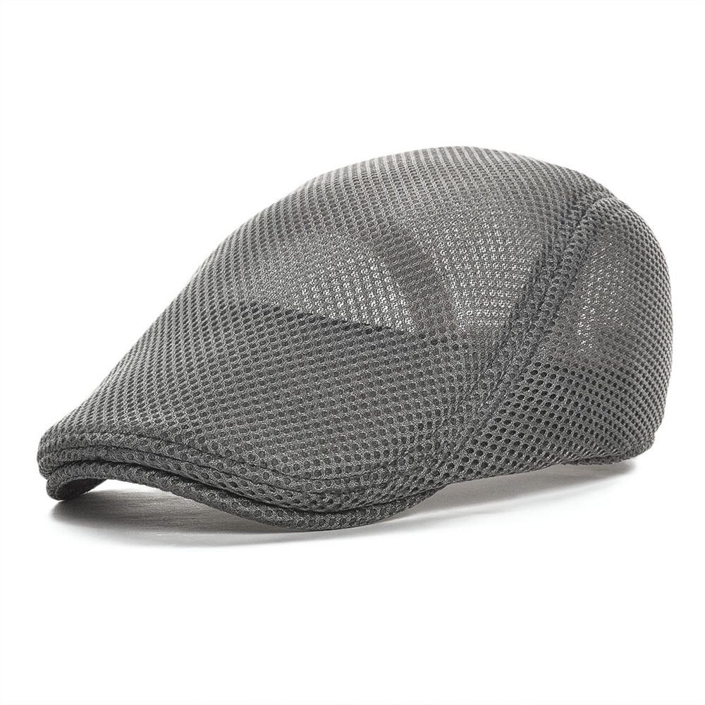 VOBOOM Summer Flat Cap for Men Mesh Cabbie Newsboy Women Gatsby Hat Beret Ivy Caps Man Breathable Headpiece Boina 126: Gray