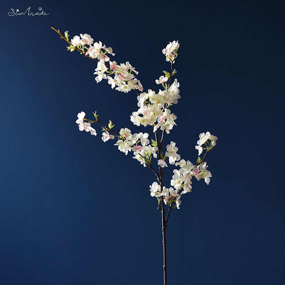SunMade-Flores artificiales de seda, ramas largas de cerezo en flor, rosa, blanca, decoración de jardín, boda, hogar, Artificales, 4 Uds.: Champagne Pink