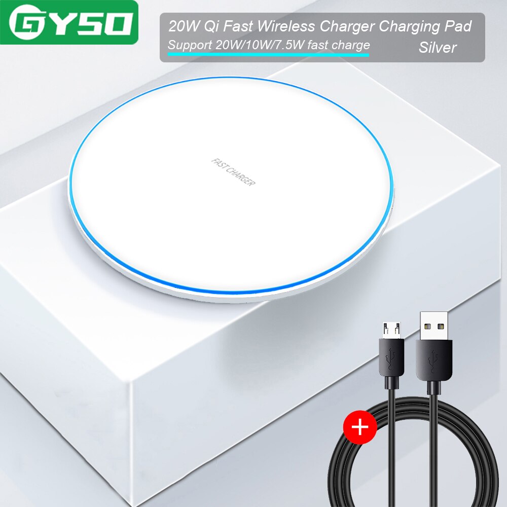 Wireless Charger Pad for iPhone 12 11 Pro X XS Max XR 8 Samsung S10 S9 Note 8 9 Qi Fast Wireless Charging Quick Charge Adapter: 04 20W Sliver