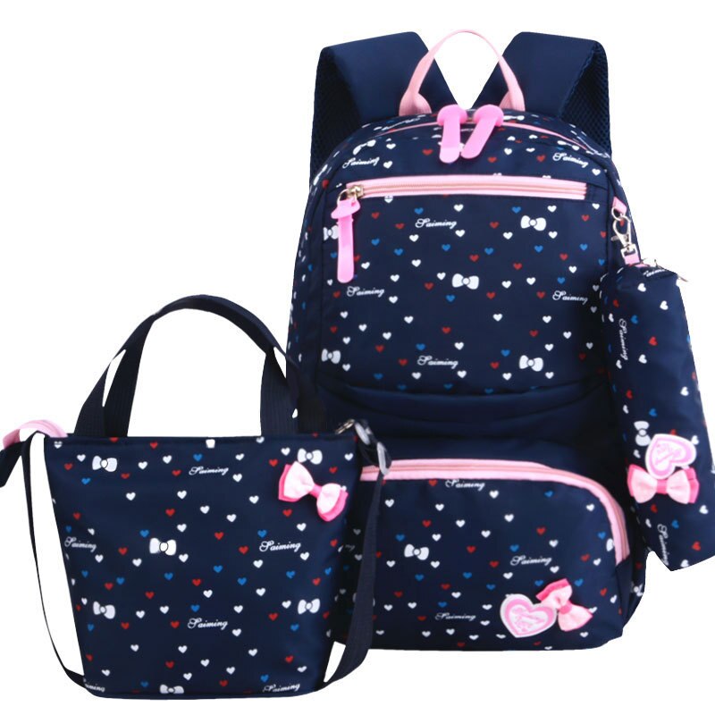 Teenagers girls Lightweight waterproof school bags star printing children school backpacks child orthopedics schoolbag bolsa: 2 Deep Blue