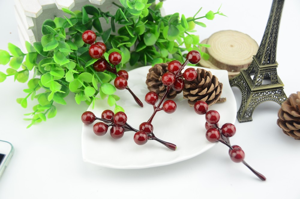 15pcs mini Artificial Fruit Foam Berries Flower Red Cherry For Wedding Decoration Simulation Pomegranate DIY Christmas Crafts: Default Title