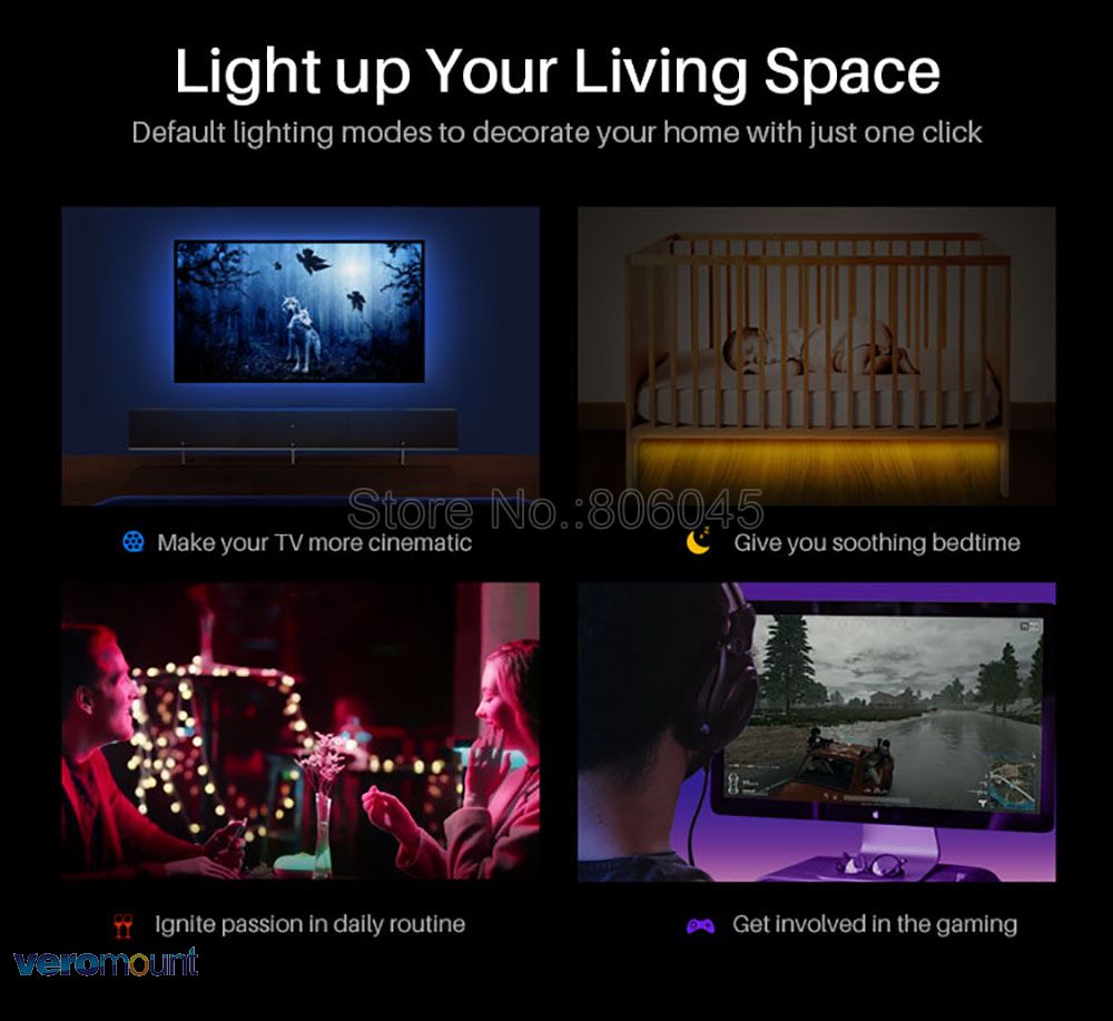5m 12v 5050 fleksibelt ledet stripe sett rgb bånd  + 24 nøkkel ir fjernkontroll alexa google hjemme stemmekontroll (ewelink app) + strøm