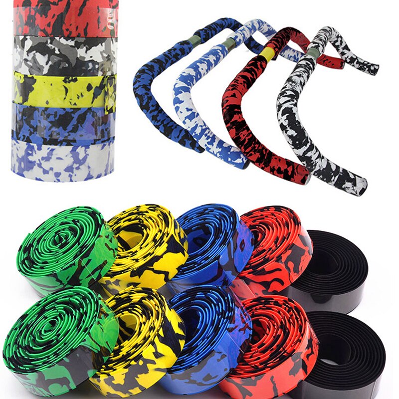 1 stück Rennrad Fahrrad Lenker Band Camouflage Radfahren Griff Gürtel Kork Wrap Mit Bar Plugs Lenker Band Wrap