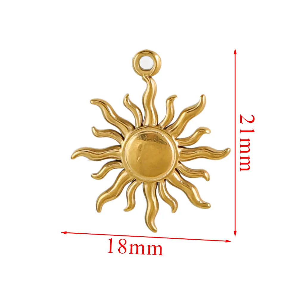 5 uds conectores de dijes de acero inoxidable corazón grande sol chapado en oro DIY collar pendientes joyería de materiales para hacer al por mayor: Verde