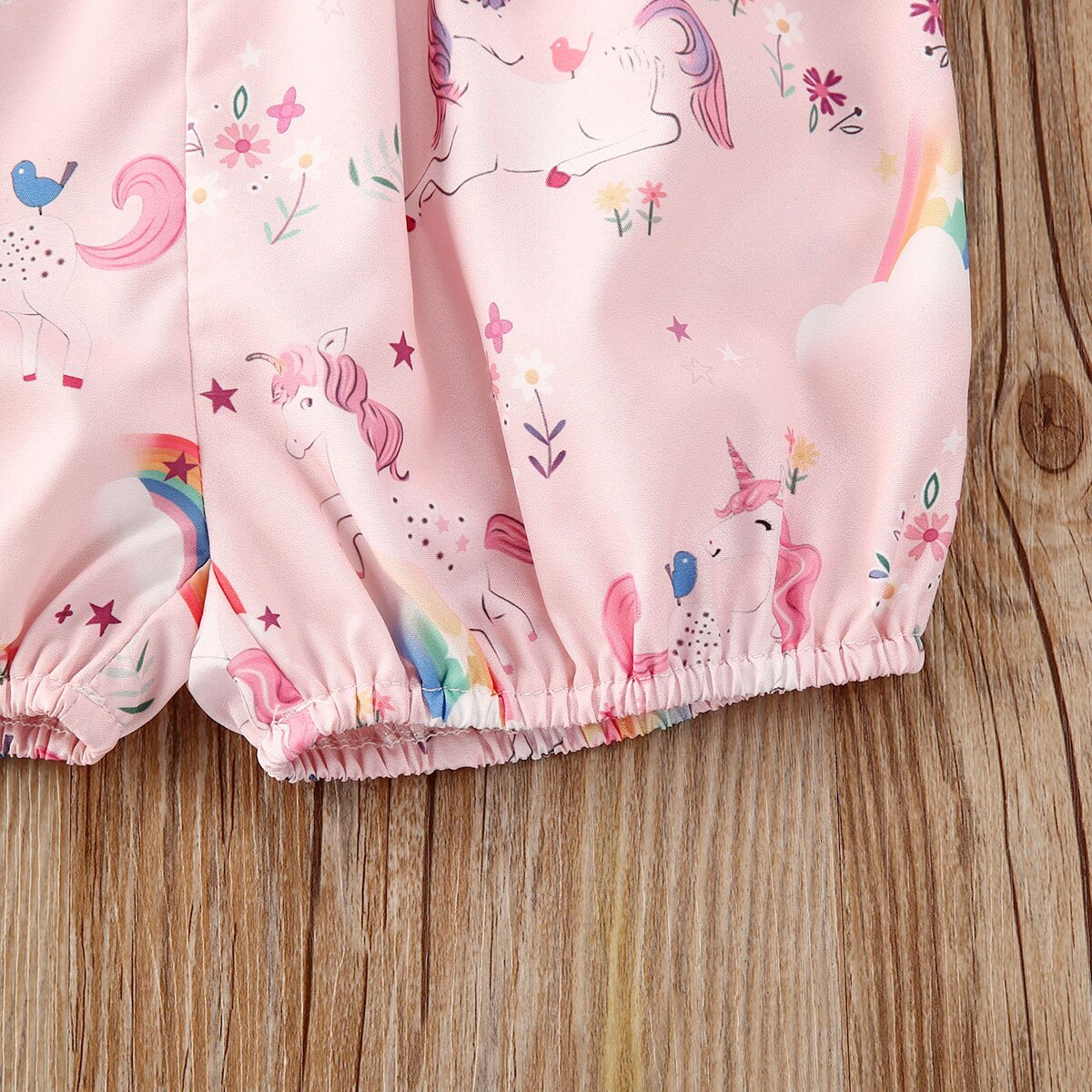 Sommer SchöNe Kleinkind Baby Mädchen Jungen Strampler Karikatur drucken Rüschen Kurzarm Rosa Overall