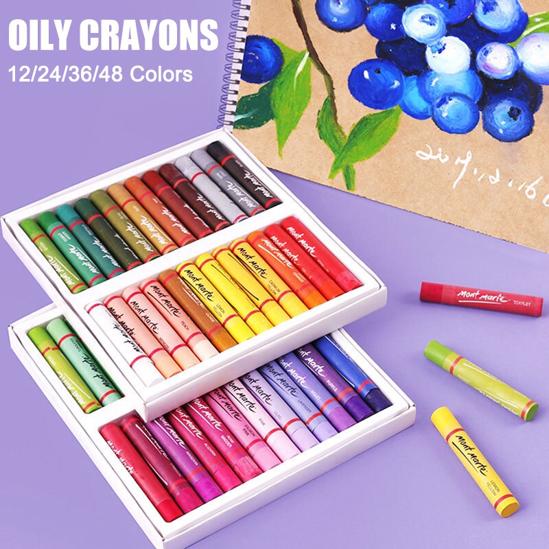 Crayons 12/24/36/48 Color Oil Pastel Water-Soluble Color Graffiti Painting Pen Crayons Art Supplies JR Deals