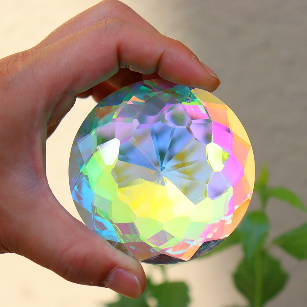 Crystal Windchimes Ornaments Heart Love Crystal Window Craft Outdoor Garden Hanging Pendant Wind Chimes Sun Catchers Decoration: 75mm Round
