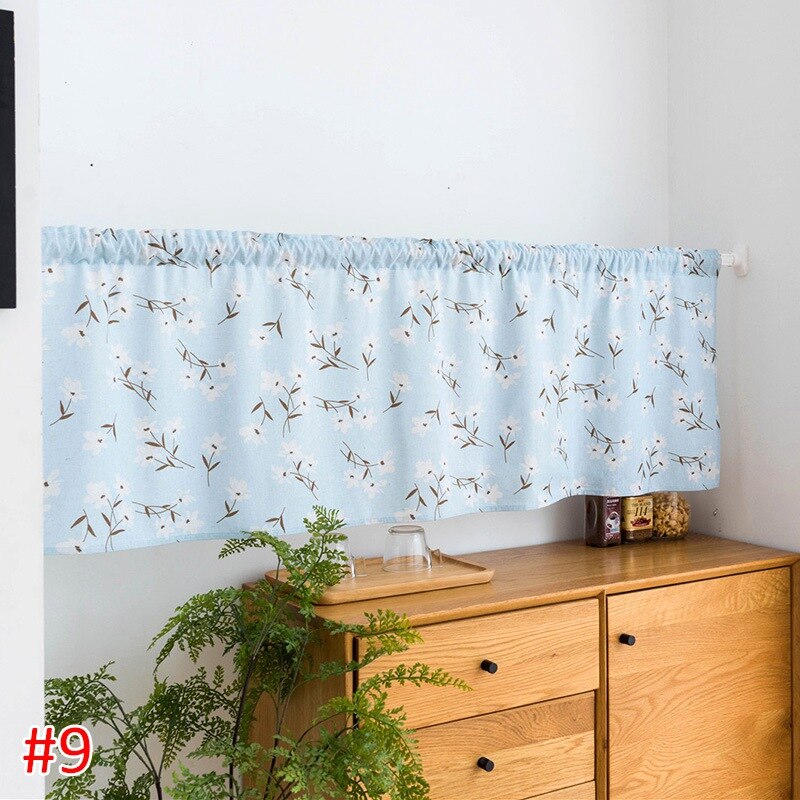 Hanging Short Curtain Floral Half-Curtain Plaid Window Drapes Polyester Half-Curtains for Kitchen Cafe Living Room Decoration: S9 Short Curtain