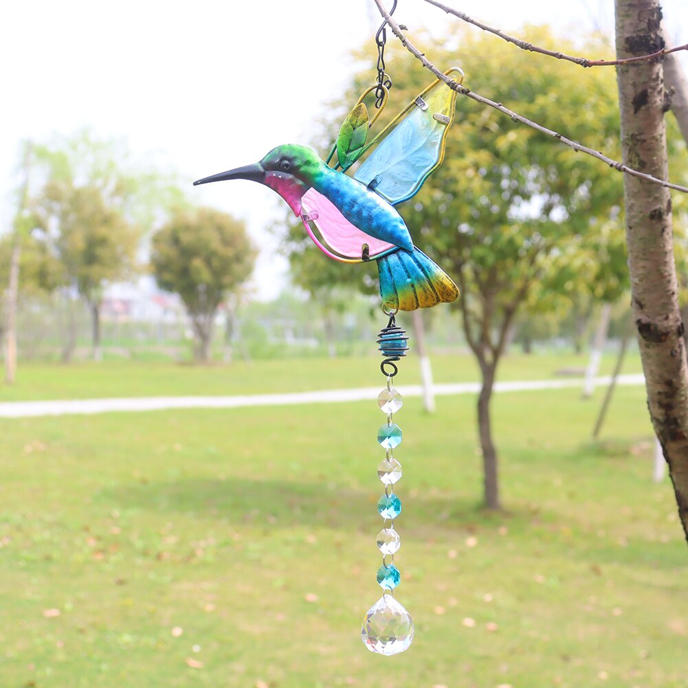 Ważka kryształ ptak wisiorek kolorowe koraliki wiszące spadek na zewnątrz kryty ogród okno żyrandol ślubny wystrój