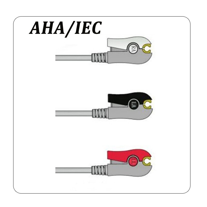 Mindray PM7000 PM8000 PM9000 MEC1000 MEC2000 6 Pins Een Stuk 5 Lood 3 Lead Ecg-kabel Snap Clip Op terminal: 3 lead clip / eu stekker