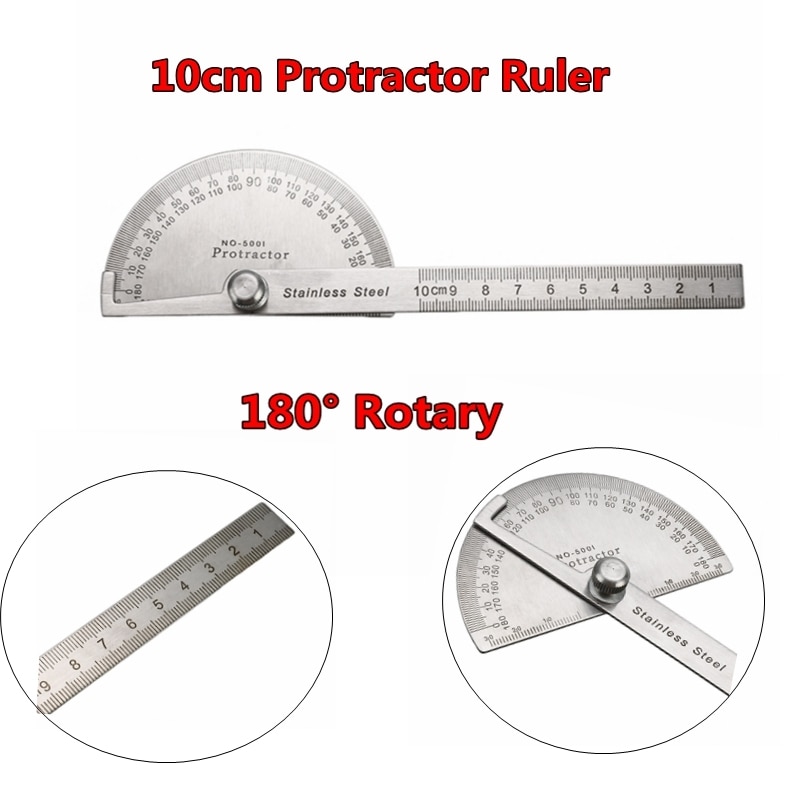 Edelstahl 180 ° Winkelmesser Winkel Finder Arm rotierend 10cm Messen Runde Kopf Allgemeine Werkzeug Handwerker Herrscher Goniometer Werkzeug