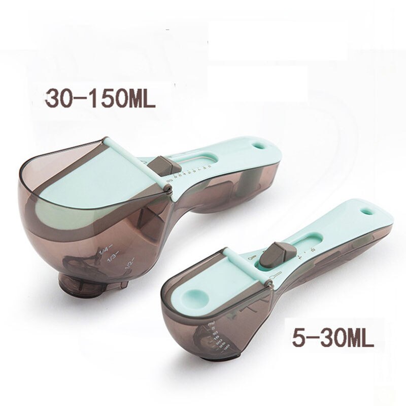 2 Piece Set Kitchen Tools Plastic Scale Measuring Adjustable Measuring Spoons with Magnetic Snaps Multifunctional Measuring Cups