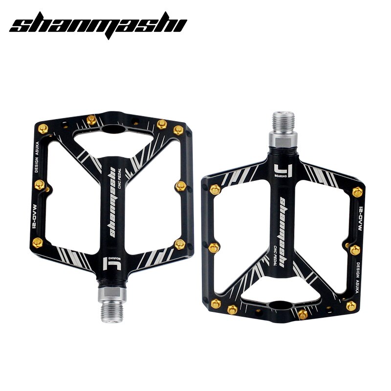 SMS S1 Fahrrad Pedale 8 Lagerbier Breite Nicht-Unterhose Luftfahrt Aluminium Legierung Fahrrad Pedal Ultra-dünne MTB Pedal Mit Fesseln: Schwarz