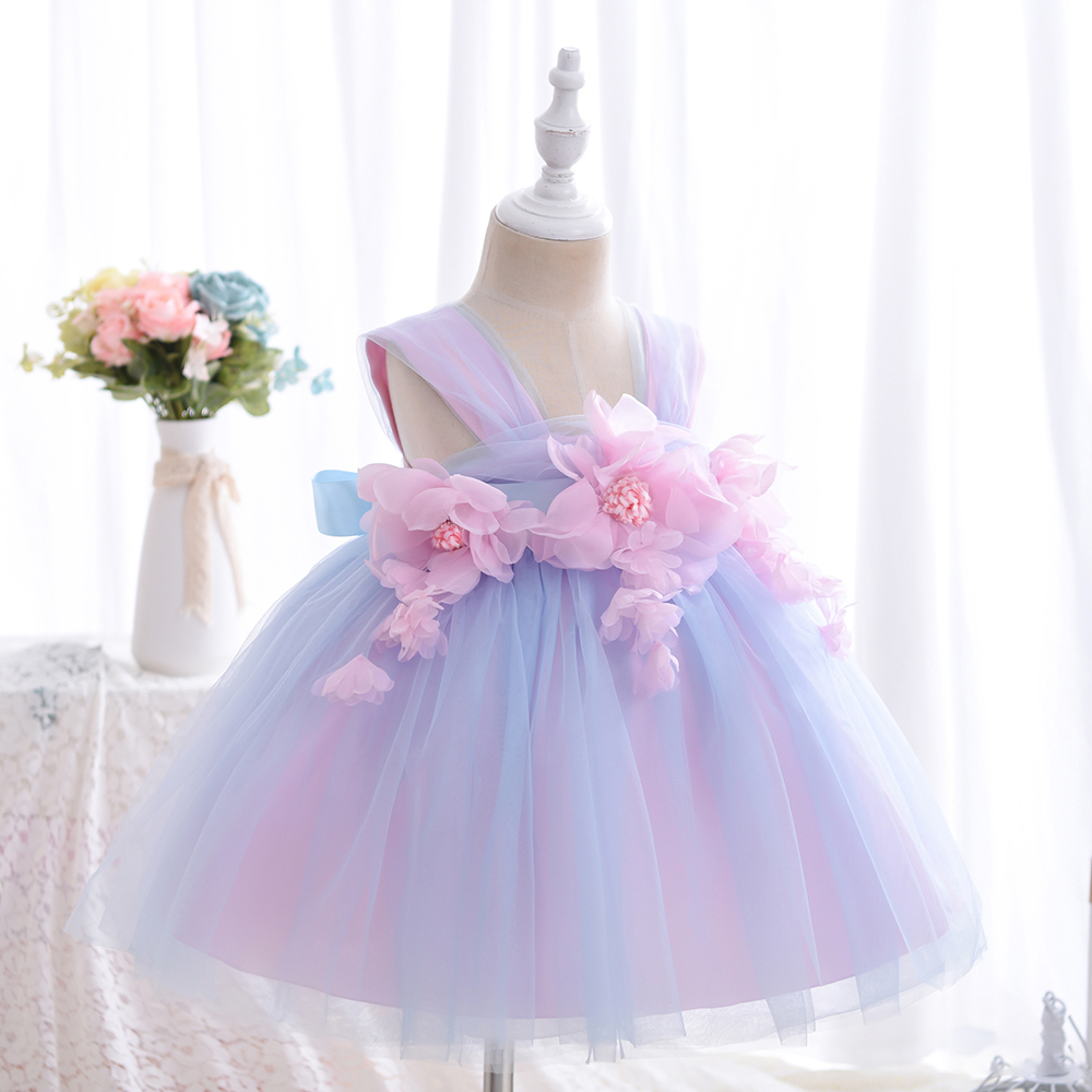 Yoliyolei Sling Baby Girl abiti per bambini Flower Girl abiti da ballo abiti in Tulle Casual Wedding Party abiti per bambini per 1-4 anni: Lavanda / 4T