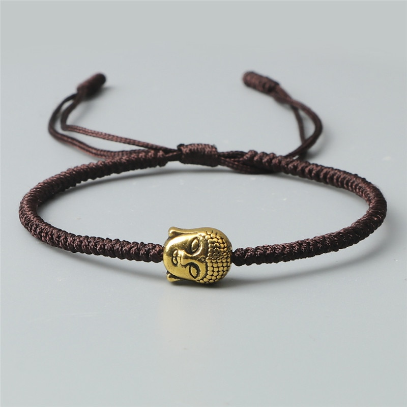 Gouden Boeddha Hoofd Mode Armband Classic Rood Zwart Bruin String Charm Voor Vriendschap Gevlochten Armbanden Handgemaakte Sieraden