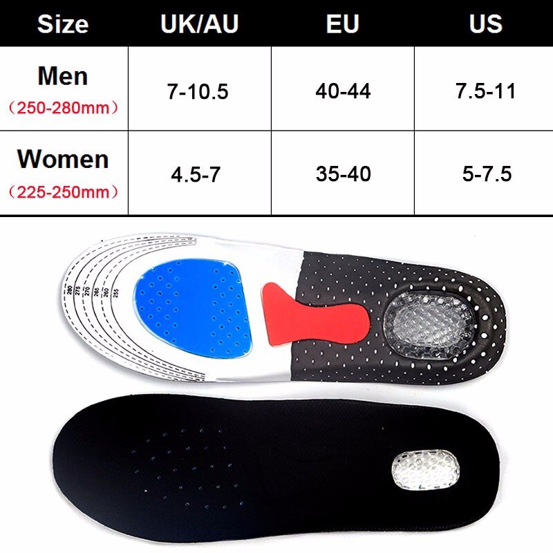 Gel Silicone Insoles Running Foot Care Insole Orthopedic Fascitis Plantar Heel Sports Shoes Pads For Male Outdoor Camping Hiking