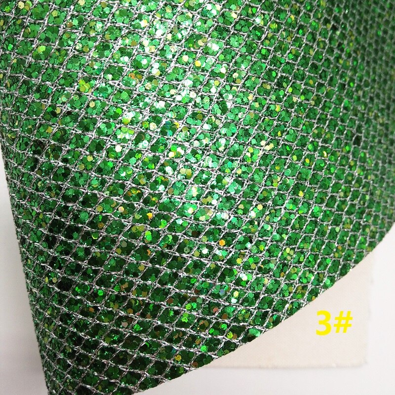 Grøn tissel glitter stof, ruskind imiteret stof, syntetisk læder stof plader til sløjfe  a4 21 x 29cm blinkende ming  xm742: 3